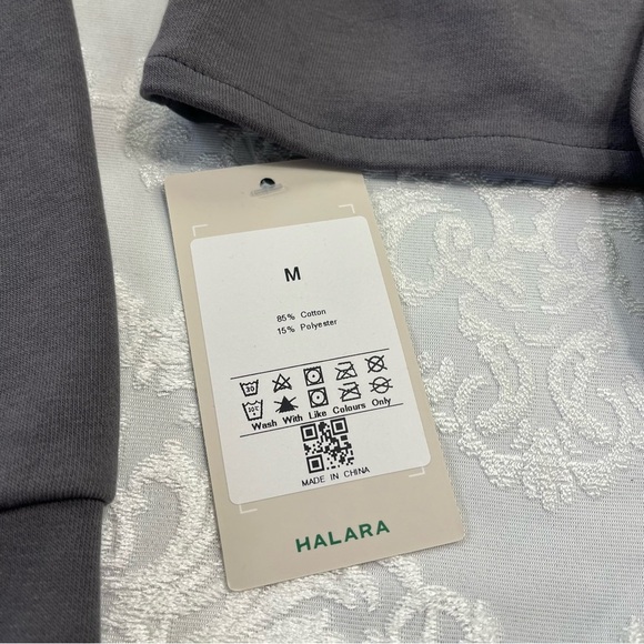 Halara Crossover Tie Back Cropped Casual Sweatshirt In Gunmetal Grey Size Medium - Picture 6 of 9